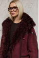 Burgundy suede double-sided sheepskin coat made of natural sheepskin